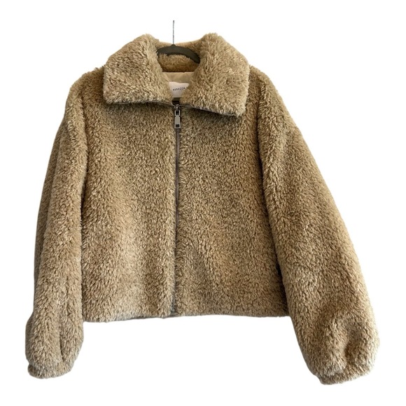 Rebecca Minkoff Jackets & Blazers - Rebecca Minkoff Tan Cropped Plush‎ Vegan Faux Fur Jacket Size L MSRP $258 MWT